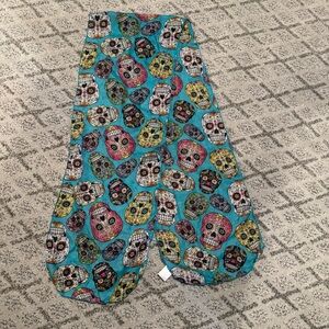 Colorful  Sugar Skull Pattern Scarf 10x60”